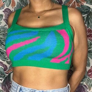 Bright Green MadRag Colorful Crop Tank Top
